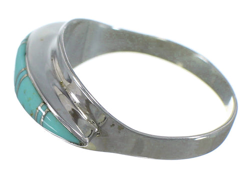 Genuine Sterling Silver Southwestern Turquoise Ring Size 5-3/4 QX86381